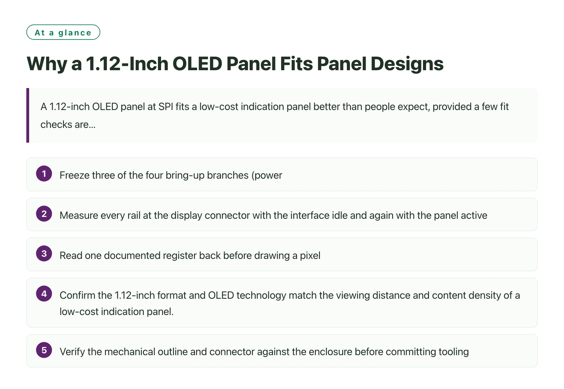 Why a 1.12-Inch OLED Panel Fits Panel Designs——全文要点速览